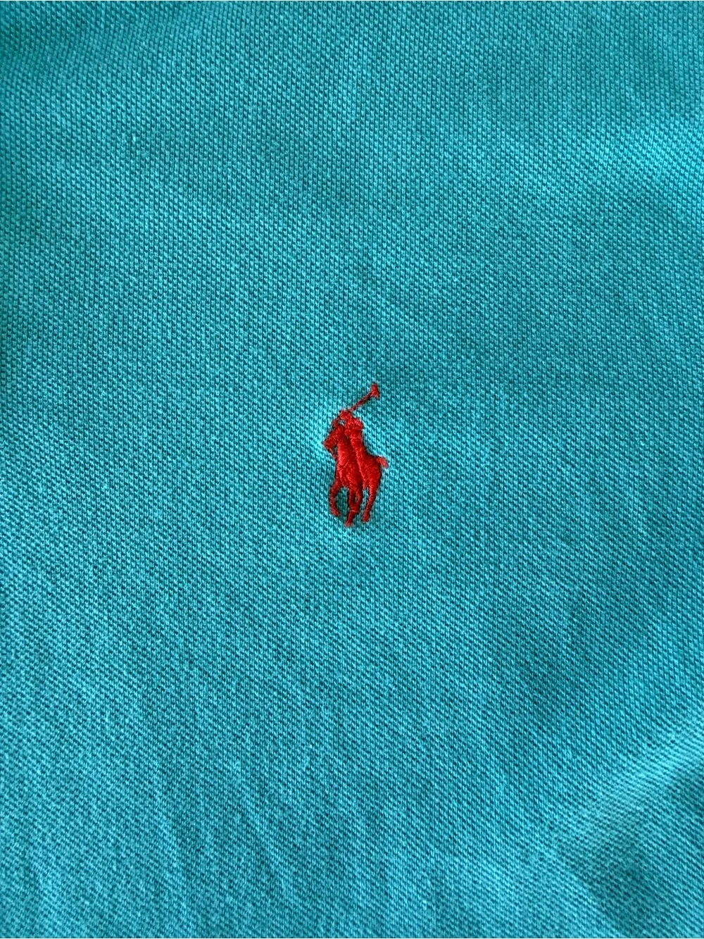 Men’s Vintage Ralph Lauren Turquoise Polo with Red Pony Embroidery Size Large